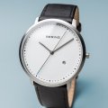 Silver &amp; Black Quartz Watch with Date Frühjahr / Sommer Kollektion Bering