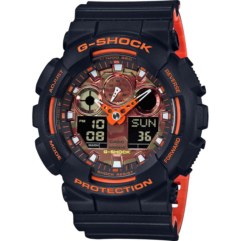 G-Shock Classic Style GA-100BR-1A Ana-Digi - Bright Orange Uhr