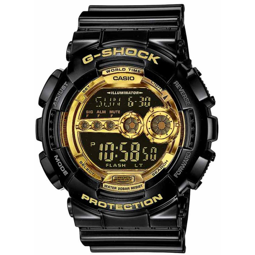 G-Shock Classic Style GD-100GB-1ER World Time - Garish Black Uhr