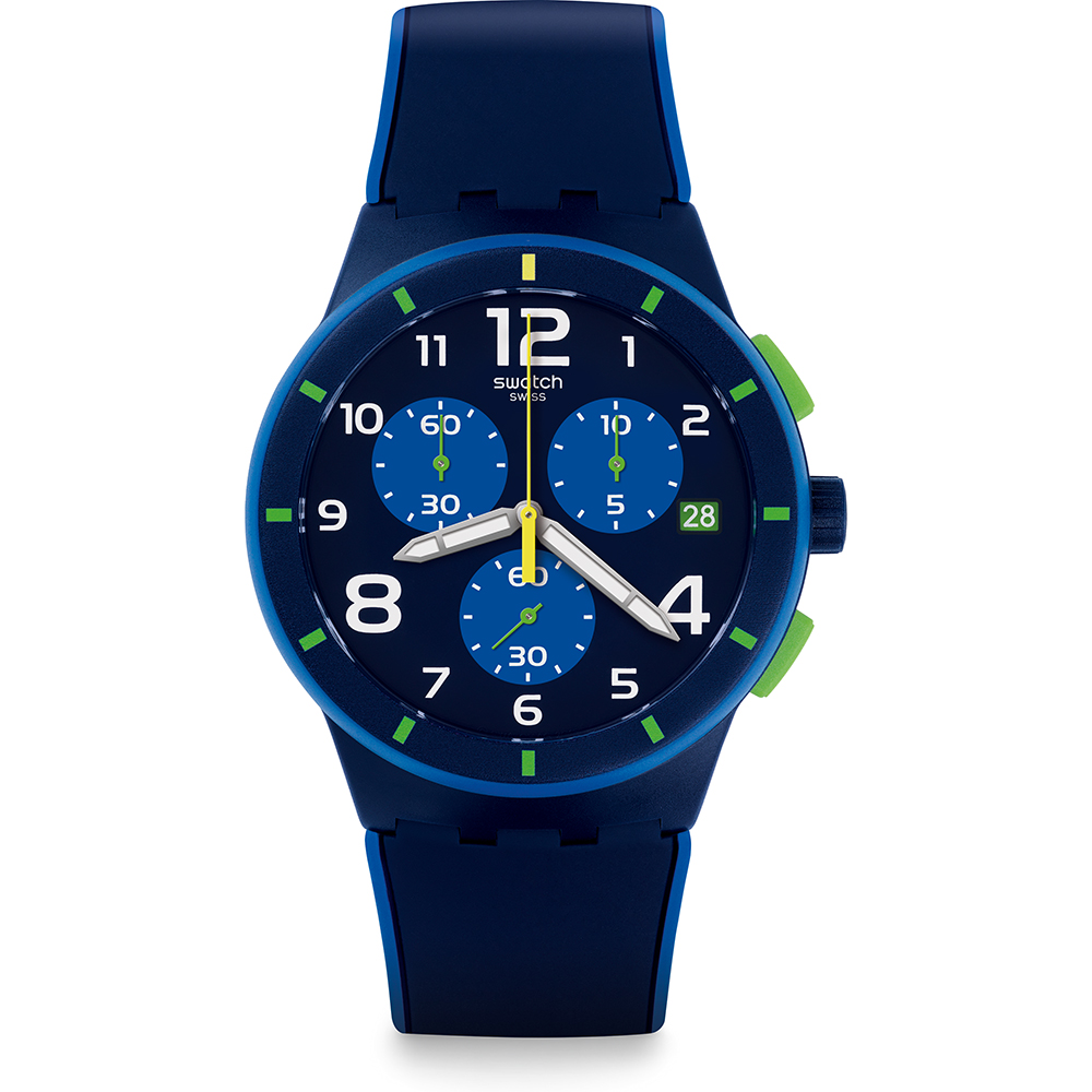 Swatch New Chrono Plastic SUSN409 Bleu Sur Bleu Uhr