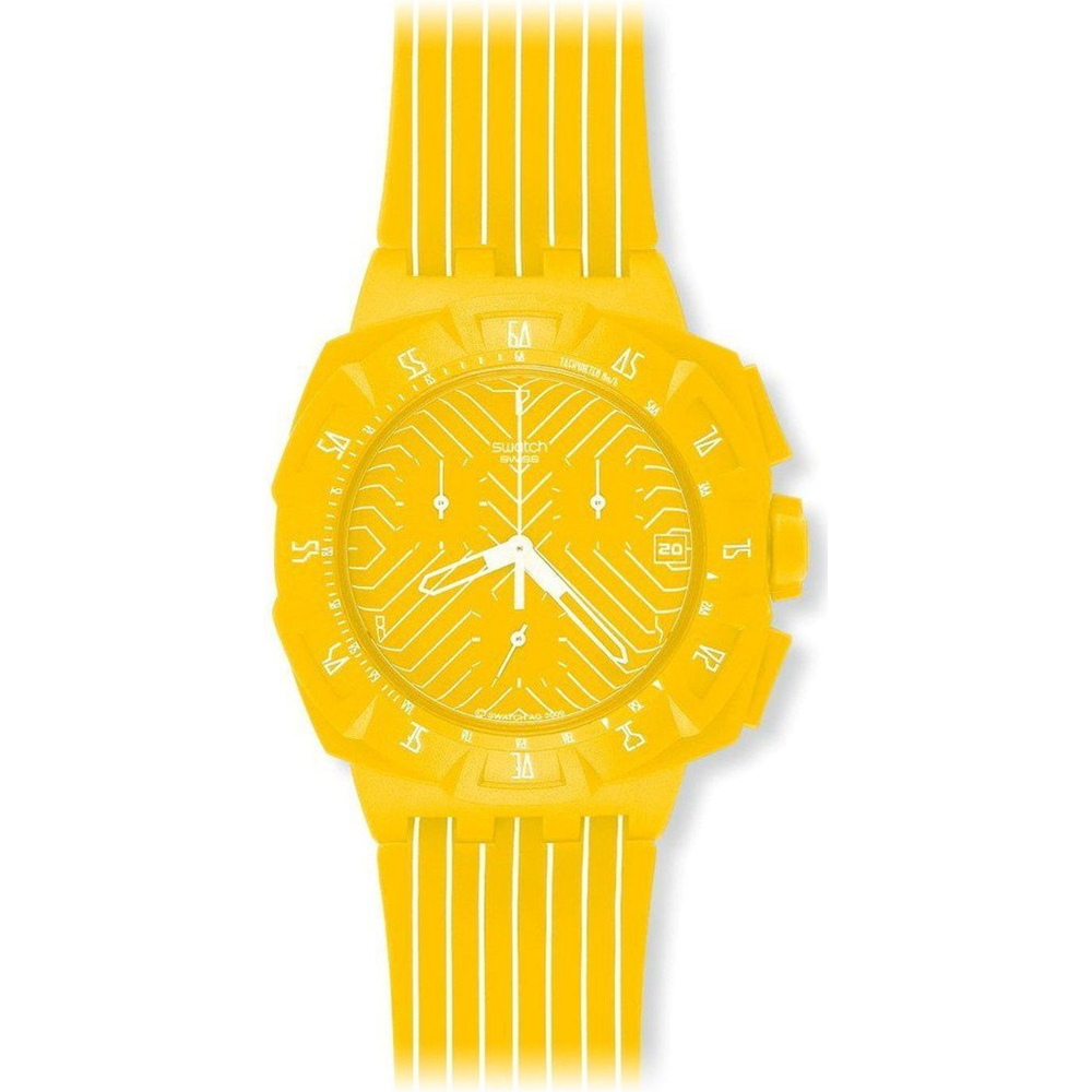 Swatch Chrono Plastic SUIJ400 Yellow Run Uhr